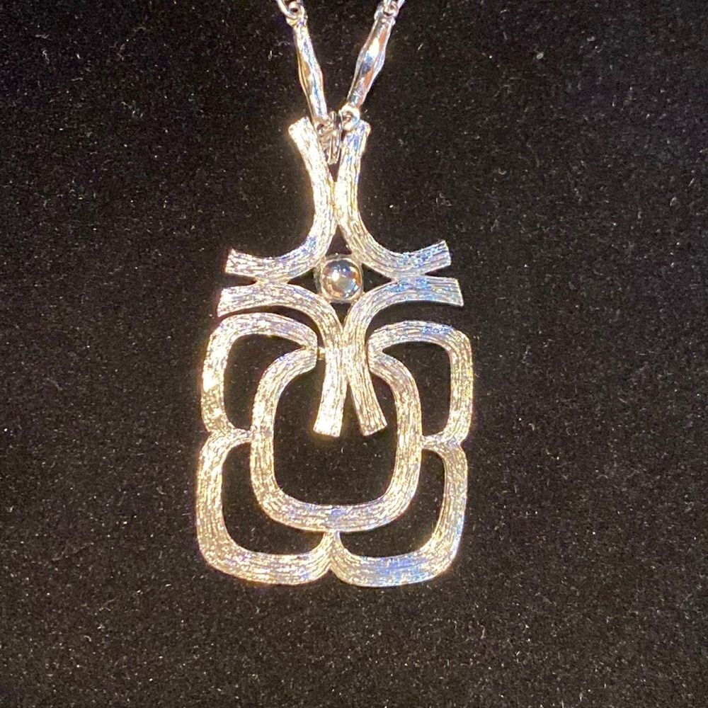 Vintage Avon Necklace Statement Pendant Silver-tone